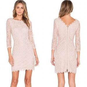 Diane von Furstenberg Zarita Lace Shift Dress Nude/Blush